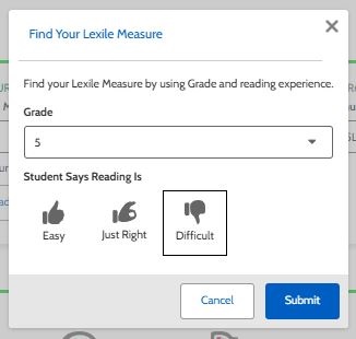 Search by Grade feature with Grade 5 and Difficult selected.