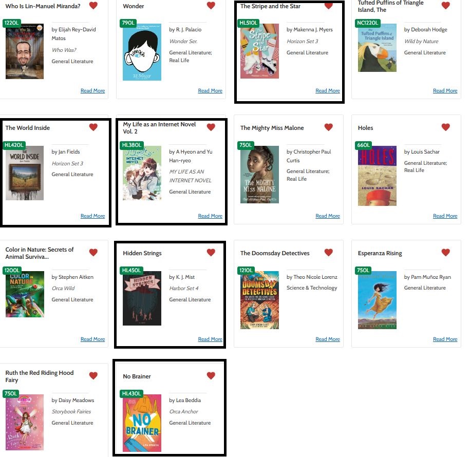 My Bookshelf collection with additional texts included.